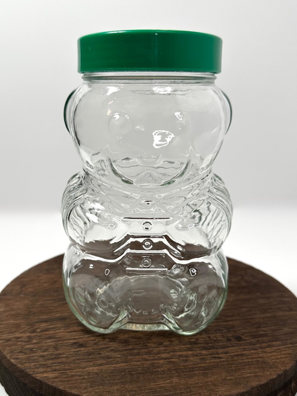 Vintage 1988 Kraft Peanut Butter Bear Glass Jar Medium 750g - Green Lid Bank